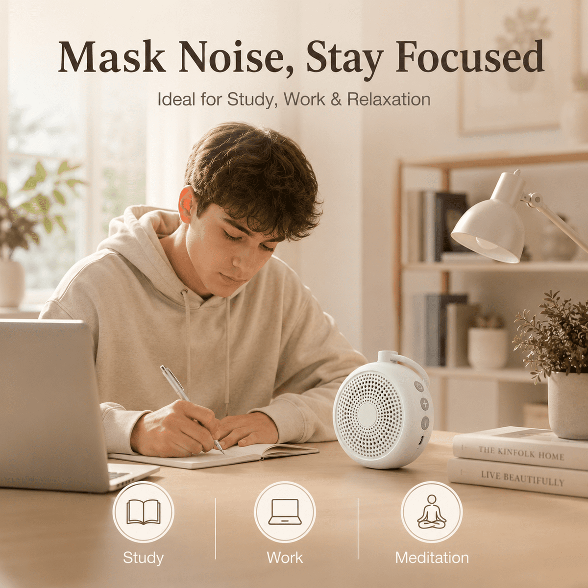 Radsen Portable Sound Machine, White Noise Machine for Baby Adults, 29 Soothing Sounds for Sleep, Child Lock & 60Hrs Playtime, 30 Volume Control– for Home, Office Privacy, Meditation, Registry Gift