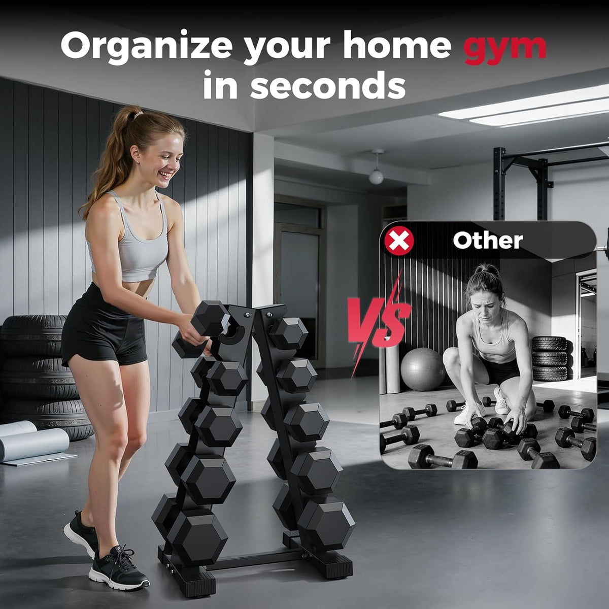 Dumbbell Rack Stand Only 5 Tier, Weight Rack for Dumbbells Compact A-Frame Home Gym Space Saver, 480 LBS Weight Capacity