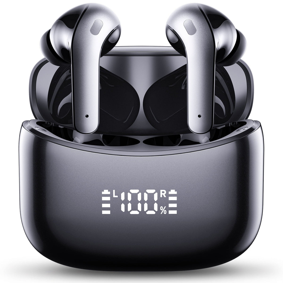VEATOOL X15 Wireless Earbuds Bluetooth 5.3 Headphones,72H Hi-Fi Stereo Deep Bass Earphones with Noise Cancelling Mic IP7 Waterproof Sport Headset with LED Power Display for Laptop Pad Phones Black